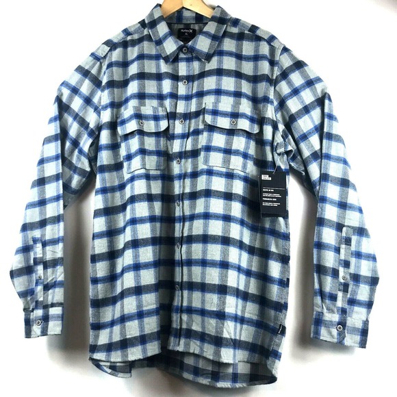 Hurley Dri-Fit Hemmingway Flannel Button Front Shirt Mens Small Grey Plaid $70 - Picture 3 of 6
